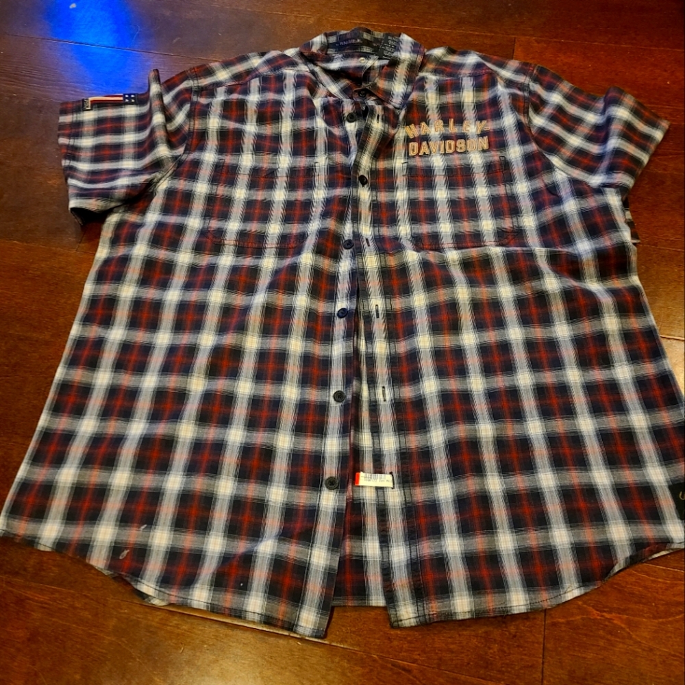 Harley Davidson Plaid Button Down